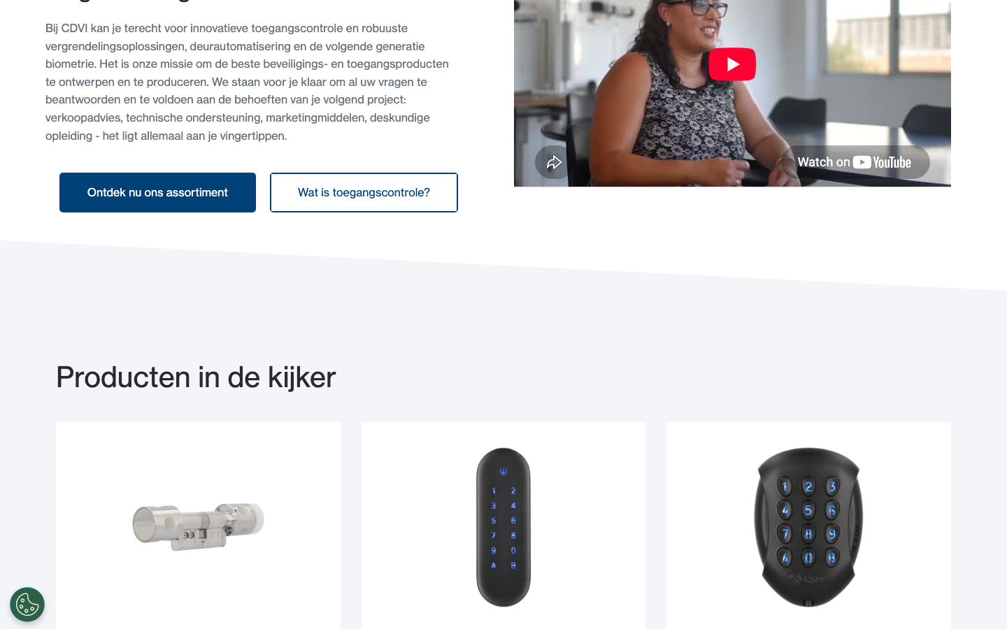 CDVI Benelux intro text, company video and featured products