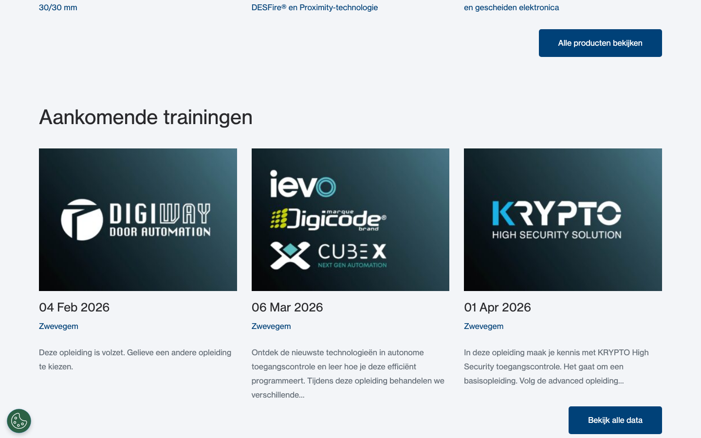 Upcoming CDVI trainings with date, location and registration