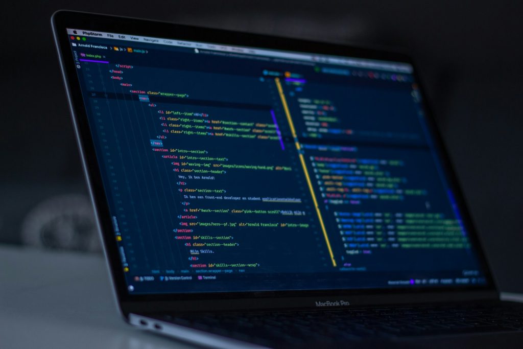 Web development: code on a laptop screen