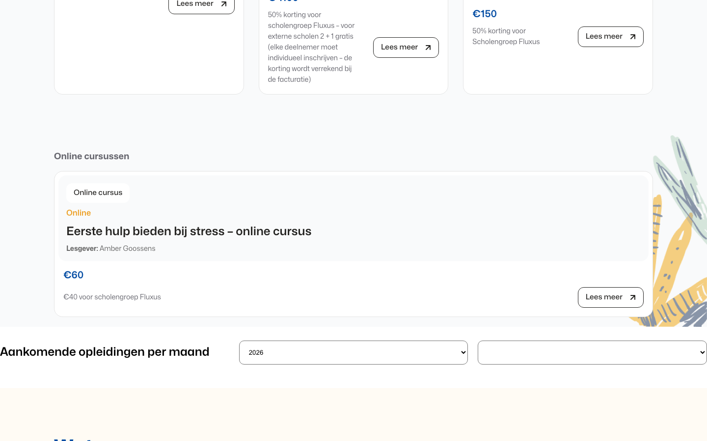 Online course card and the month filter
