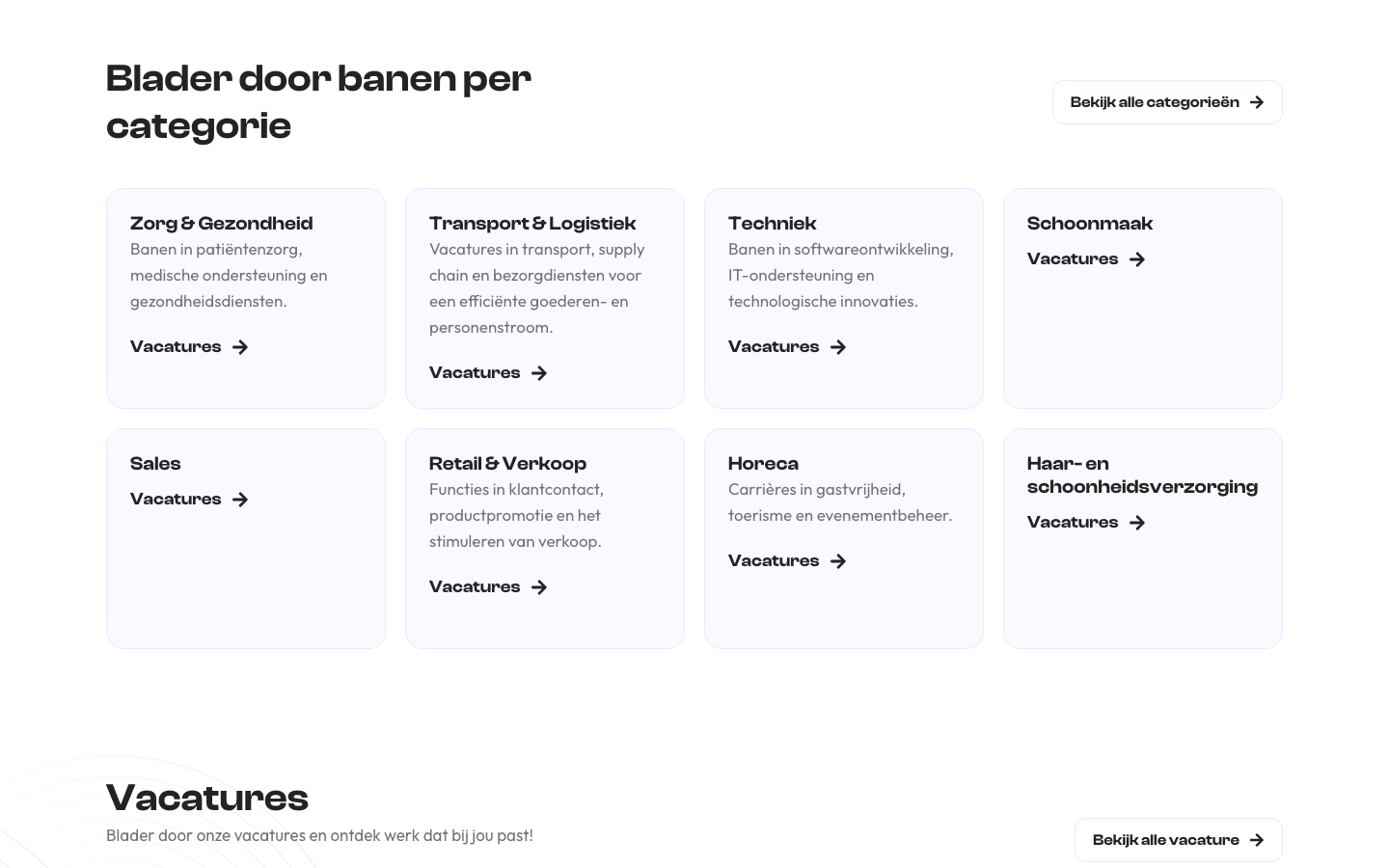 Uitblinkerz job categories grid