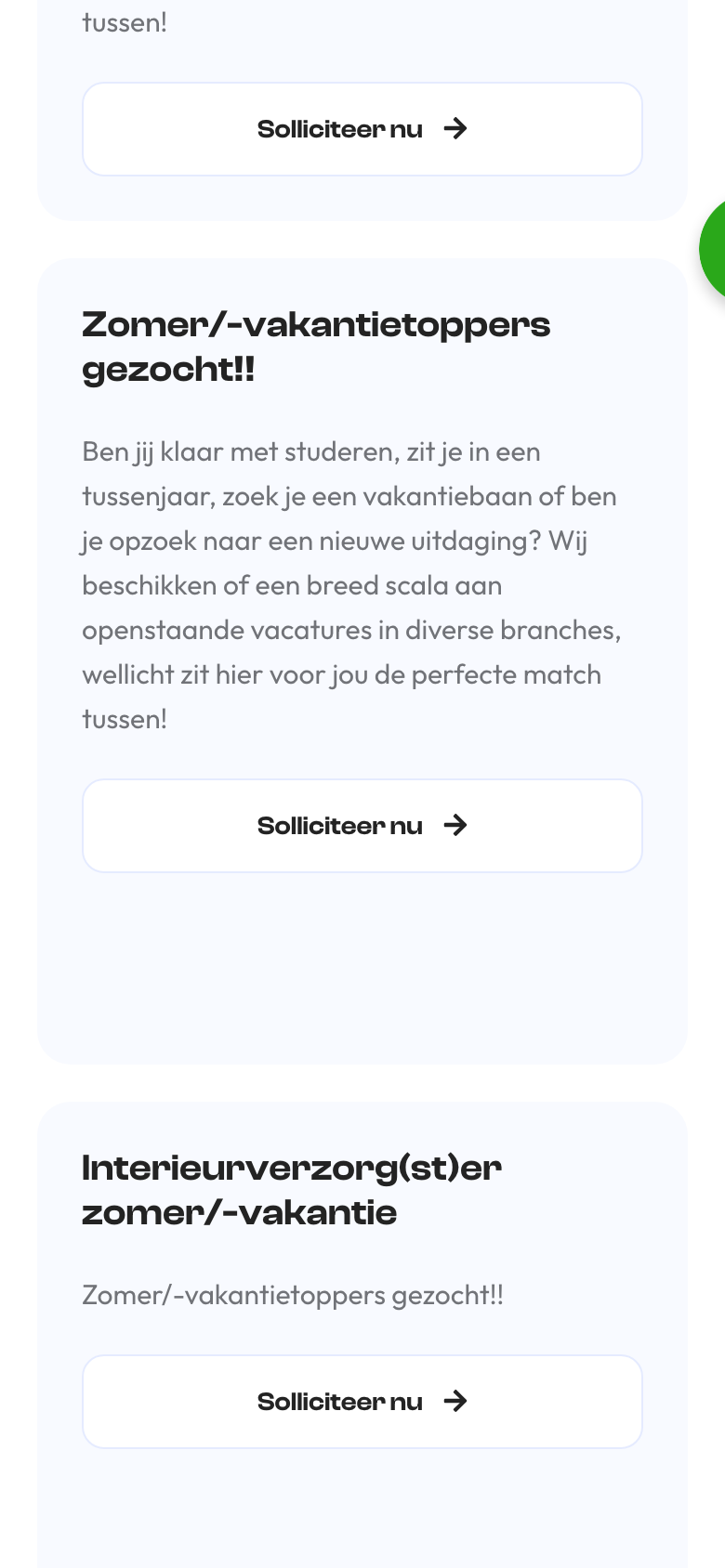 Uitblinkerz vacancy cards on a phone